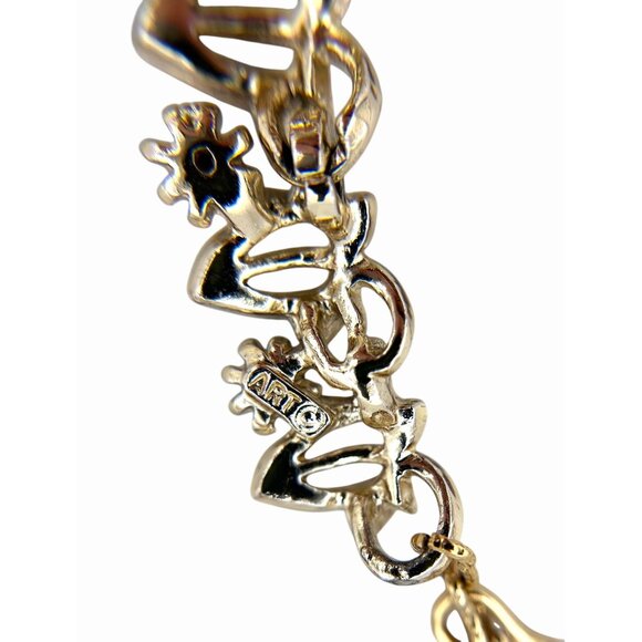 GORGEOUS VINTAGE ART ARTHUR PEPPER SIGNED RUBY RED GOLD TONE NECKLACE CLIP EARRI - Picture 7 of 9